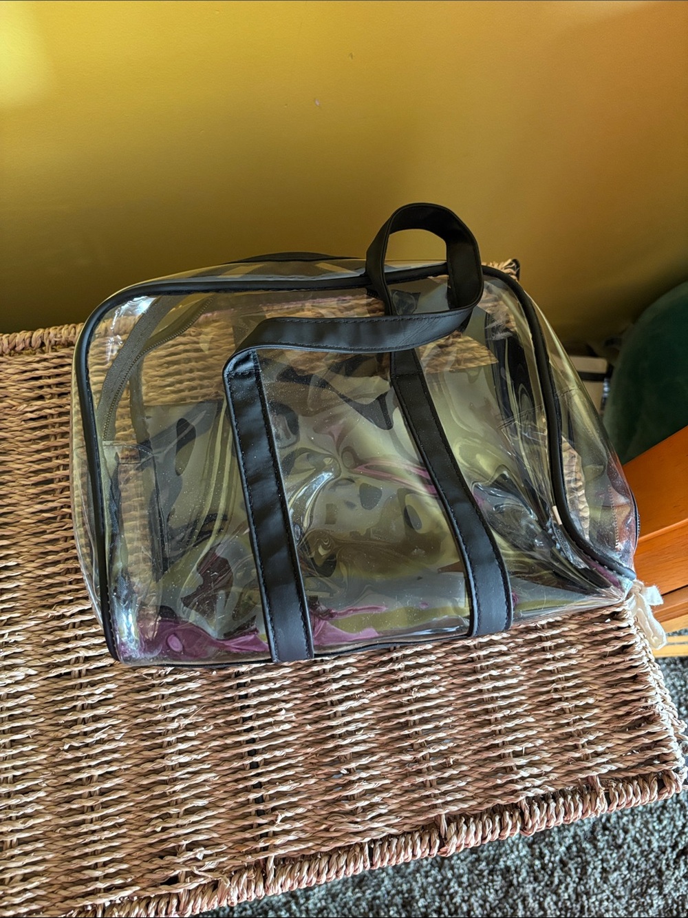 Clear Travel Tote with Black Trim